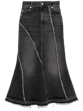 Ganni Gerafelde midi-rok - Zwart