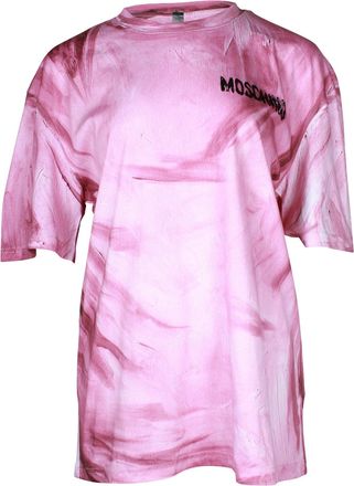 Moschino Moschino Paint Brush Logo T-shirt in Pink Cotton