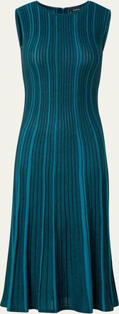 Akris Metallic Silk Rib-Knit Midi Dress