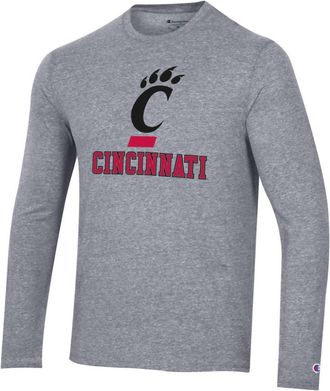 Champion Tri-Blend Tee Long Sleeve Cincinnati Bearcats In Gunsmoke Heather