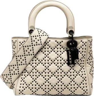 Dior Pre-owned Handbags, female, White, Size: ONE SIZE Pre-owned Vintage Leather Handbag