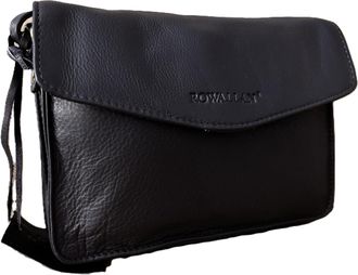 Rowallan Of Scotland Small Curved Flap Leather Cross Body Bag For Women (Navy Blue)