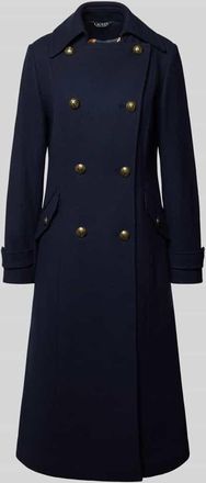Lauren Ralph Lauren Mantel aus Woll-Mix mit &Auml;rmelriegeln in Marine, Gr&ouml;&szlig;e 34