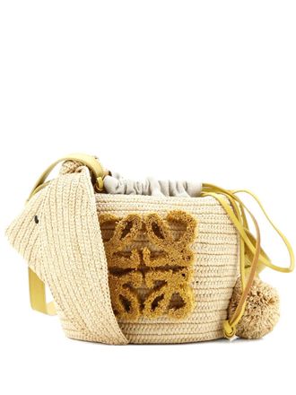 Loewe Bunny Drawststring Raffia Small bucket bag - Beige