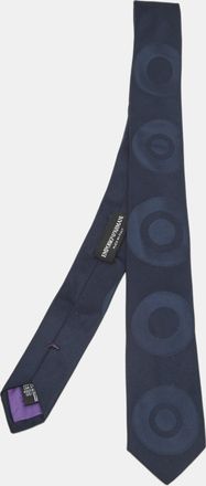 Emporio Armani Navy Blue Jacquard Silk Skinny Tie