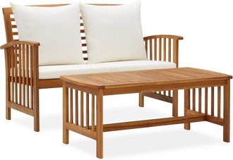 vidaXL 2 Piece Garden Lounge Set with Cushions Solid Acacia Wood, 310263