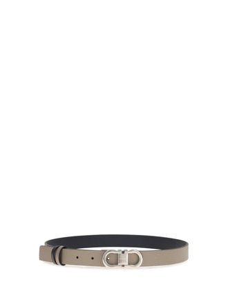 Ferragamo Womens Belt Taupe Grey Calf Leather
