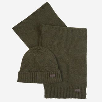 Barbour Carlton Fleck Hat en Scarf Gift Set