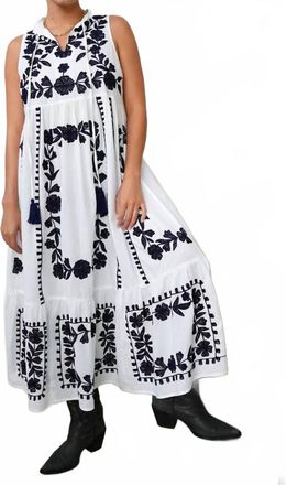 Debbie Katz Mila Embroidered Dress In White