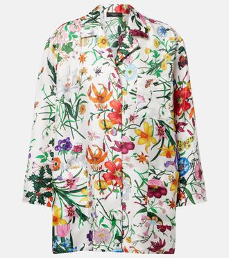 Gucci Camisa de sarga de seda floral