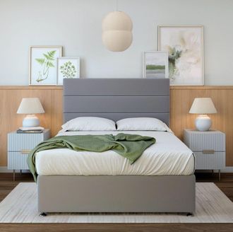 Bedmaster Plush Velvet 2 Drawer Divan Base in Silver | Size: Super King