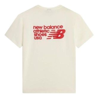 New Balance Casual Logo Tee Asia Sizing White Red AMT22395-IV