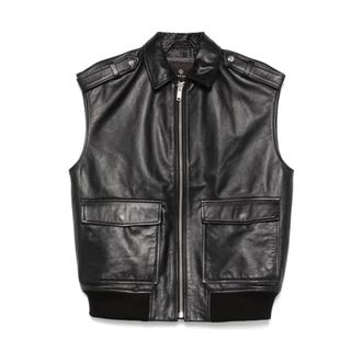 Anine Bing Gilet in pelle nera con zip - - Jackets - Donna - Nero - S