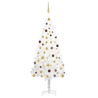 vidaXL &Aacute;rbol De Navidad Artificial Con Luces Led Y Bolas 210 Cm Blanco