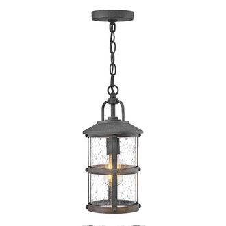 Netlighting Hinkley Lakehouse Outdoor Pendant Ceiling Light Aged Zinc with Driftwood Grey IP44