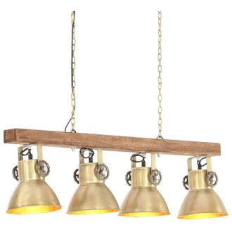 vidaXL Lampada a Sospensione Industriale Ottone E27 Legno di Mango vidaXL
