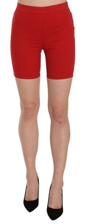 Pinko Red Mid Waist Cotton Stretch Slim Mini Womens Shorts