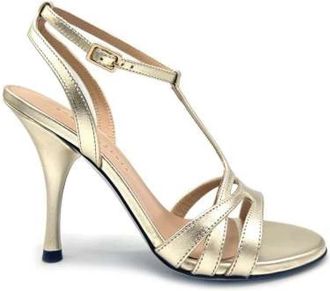 Roberto Festa Milano Platina Leren Sandaal Gemaakt in Itali&euml; - Dames - Sandalen met hakken - Beige - 40 EU - Leer - Schoenen