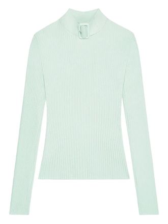 Courrèges buckle-neck ribbed sweater - Groen