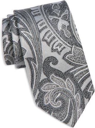 Nordstrom Paisley Silk Tie in Silver at Nordstrom Rack