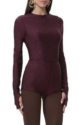 AFRM Kaylee Stud Accent Long Sleeve Mesh Top in Vineyard at Nordstrom Rack, Size X-Large