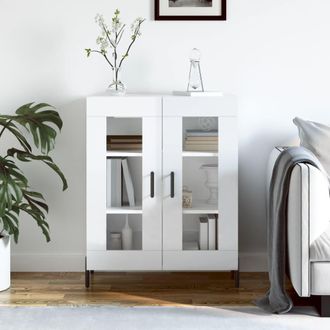 vidaXL Vidaxl - Aparador De Madera Contrachapada Blanco Brillante 69,5x34x90 Cm