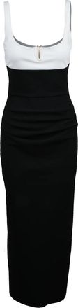La Petite Robe Di Chiara Boni Black/White Two-Tone Stretch Midi Dress