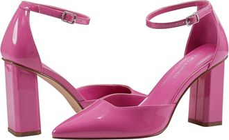 Marc Fisher Womens Marc Fisher Demeter Pump Pink Patent Ankle Strap Block Heel ZAP1736
