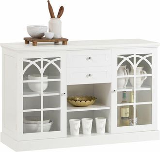 SoBuy Aparador Cocina Mueble Vitrina de Cristal con 2 Puertas y 2 Cajones 120 x 39 x 78 cm FSB79-W SoBuy ES