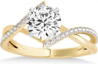 Allurez Diamond Bypass Semi-Mount Ring/Wedding Band in 14k Yellow Gold (0.14ct)