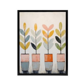 Artery8 Plant Pots Simple Pastel Boho Framed Canvas Wall Art Print | Size: W24 x H32