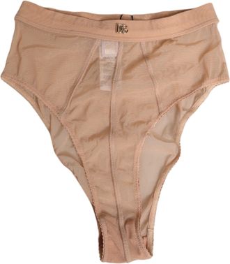 Dolce & Gabbana Womens Beige Sheer Mesh High Waist Briefs Underwear Polyamide Clothing