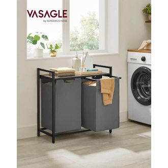 Vasagle Cesto para Ropa Sucia, Cesta Colada, 3 Bolsas Colada de Tela Oxford Extraíble y Desmontable, Estante, Marco Metálico, 3 x 38 L, 92,5 x 33 x