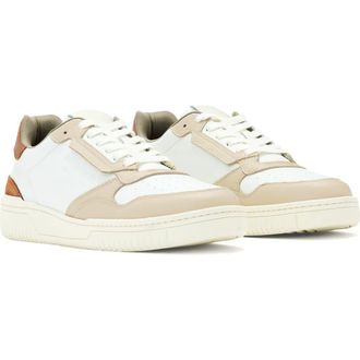 AllSaints Regan Low Top Sneaker in White/Yellow/Brown at Nordstrom, Size 13