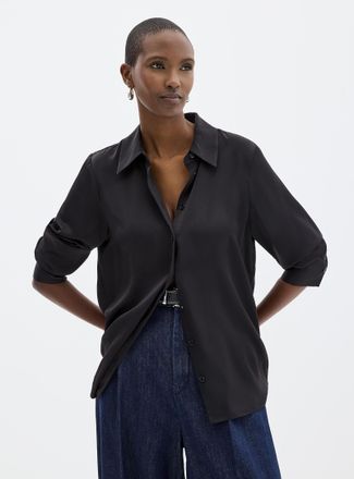 Contemporaine Womens Flowy satin loose shirt