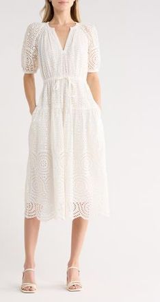 Ulla Johnson Annetta Puff Sleeve Midi Dress in Pristine at Nordstrom Rack, Size 00