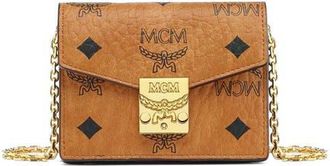 MCM Tracy Chain Card Wallet in Visetos in Cognac at Nordstrom