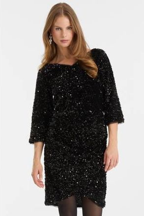 Anytime jurk met pailletten zwart