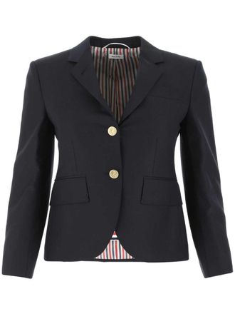 Thom Browne Womens Cropped Single Breasted Blazer - Dark Blue Wool - Size EU 36 (Womens)