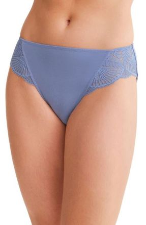 Fleur't Belle Epoque Lace Trim Microfiber Briefs in Denim at Nordstrom, Size Xx-Large