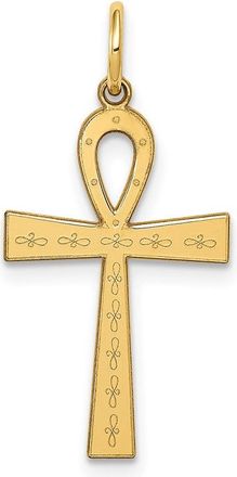 Diamond2Deal 14k Yellow Gold Laser Designed Ankh Cross Charm Pendant