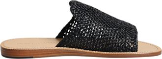 Dolce & Gabbana Black Monochrome Braided Raffia Slides Mens Shoes