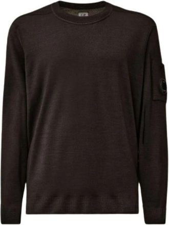 C.P. Company Snel Geverfde Merinos Crew Neck Gebreide Trui - Heren - Sweatshirts - Zwart - S - Hoodies & sweatvesten