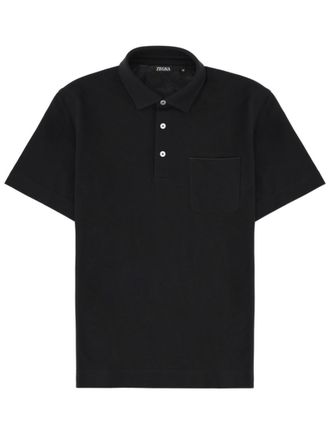 Ermenegildo Zegna Black Shirt Collar Polo