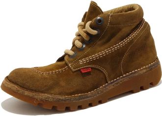 Kickers Vintage mosterd instap sneaker schoenen - Dames - Veterlaarzen - Groen - 35 EU - Schoenen