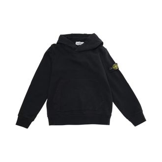Stone Island Black Hoodie with Logo Patch - male - Stone Island - Kids Sweatshirts - Black - 8 Y - Kids