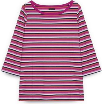 Fiorella Rubino Gestreept Jersey T-shirt - Dames - Longsleeves - Roze - XL - Katoen - Tops