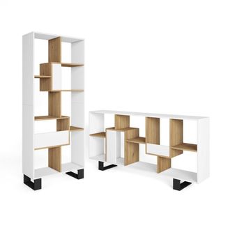 Skraut Home Librer&iacute;a efecto madera blanco y roble 67x31x174cm con patas