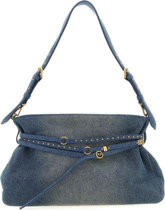 Pinko Blauwe Katoenen Schoudertas