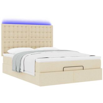 vidaXL Vidaxl - Estructura De Cama Otomana Con Colch&oacute;n Tela Crema 140x200cm
